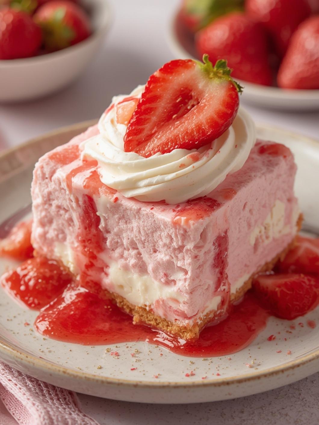 Strawberry Cheesecake Fluff served