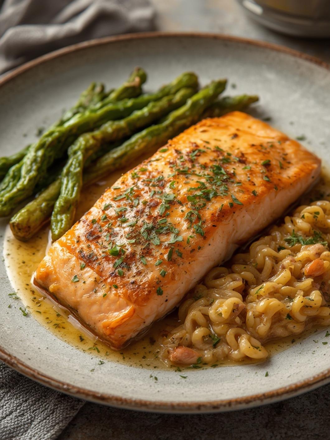 Overcooked salmon with dry texture