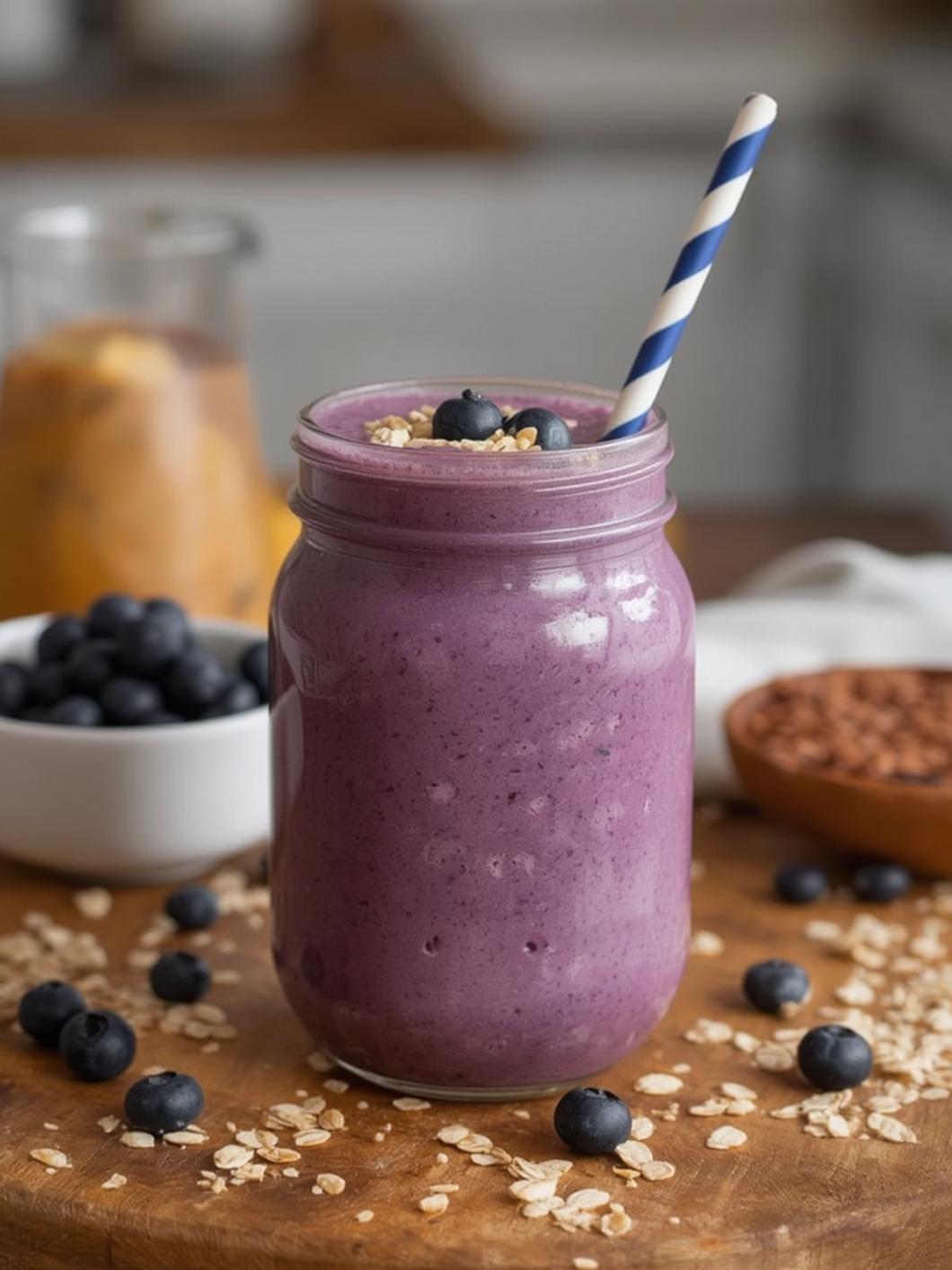 Blueberry Oatmeal Breakfast Smoothie