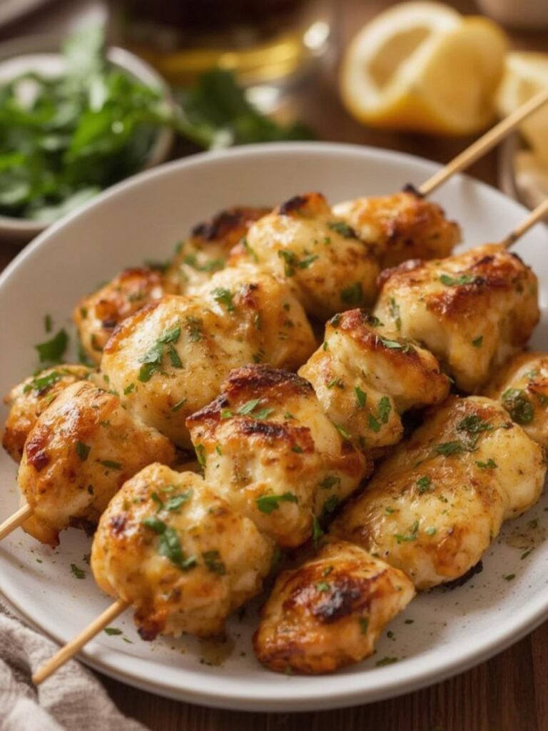 Garlic Parmesan Chicken Skewers