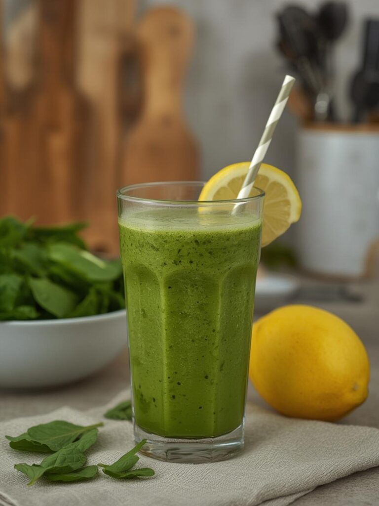 Green Detox Smoothie (Spinach + Apple + Lemon)