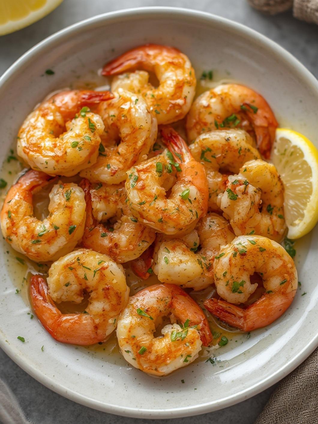 Lemon Garlic Shrimp served