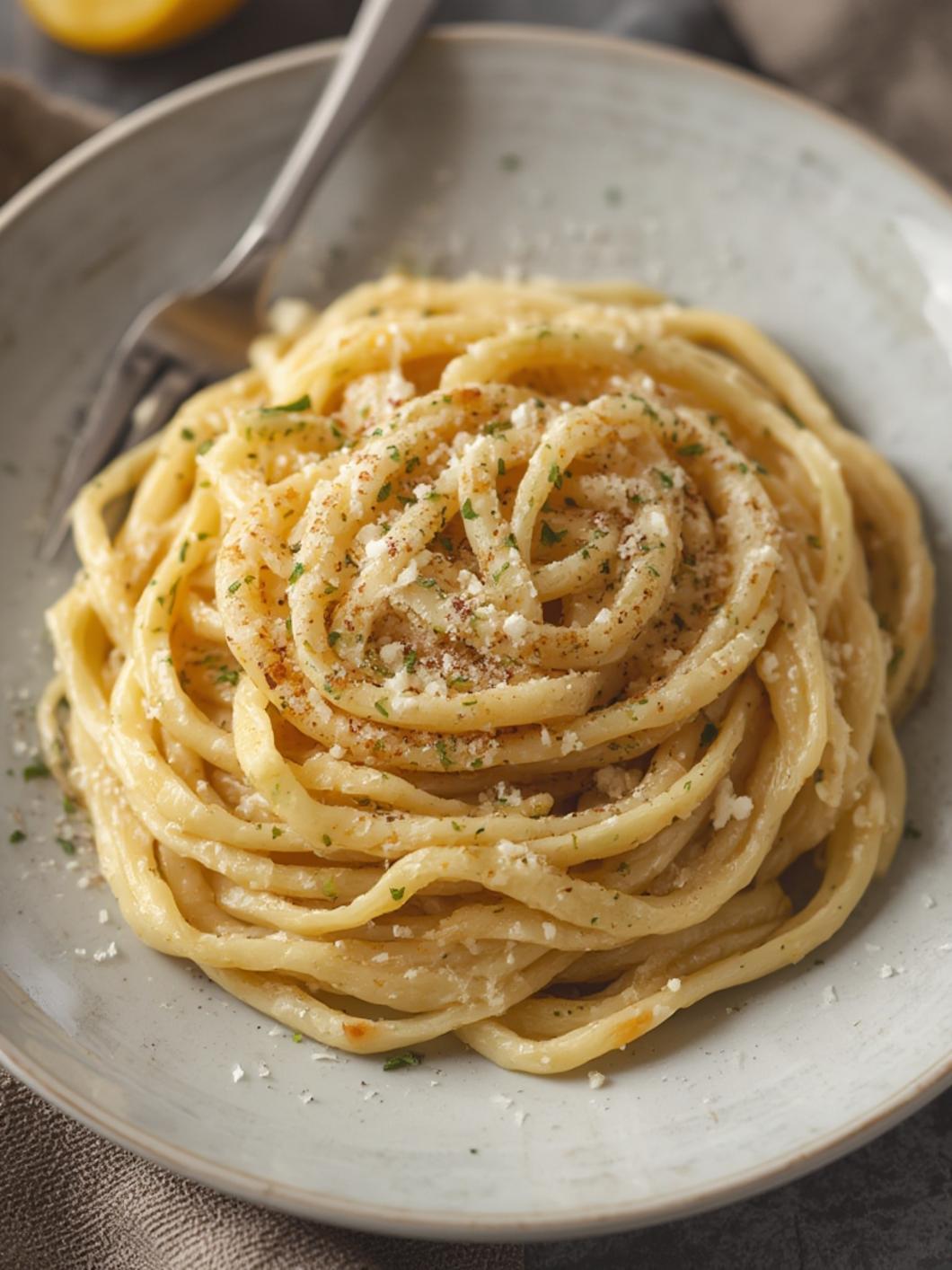 Ricotta Lemon Pasta served