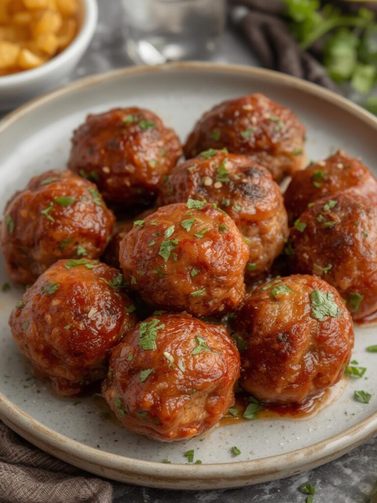 air fryer meatballs served