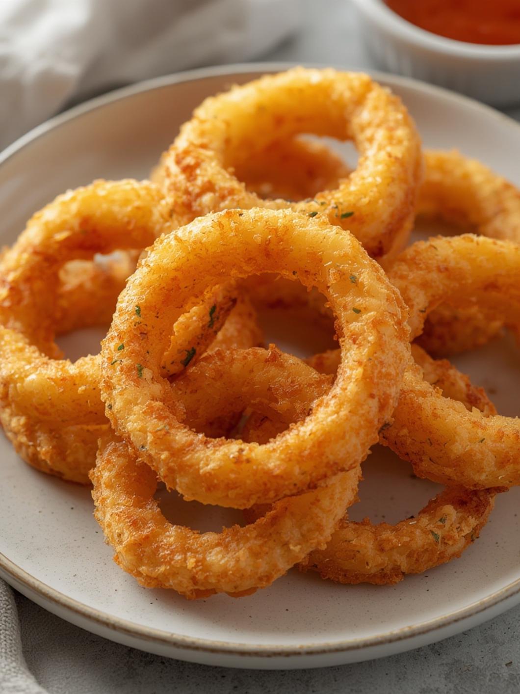 Baked Onion Rings served