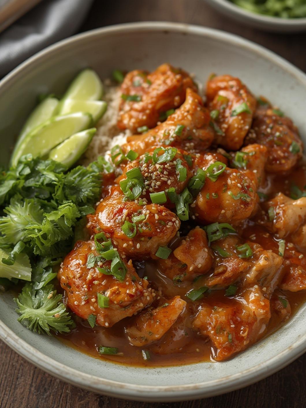 Bang Bang Chicken Bowl served