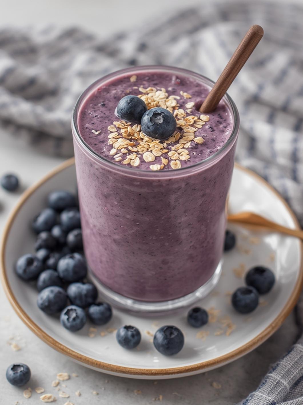 Blueberry Oat Smoothie served