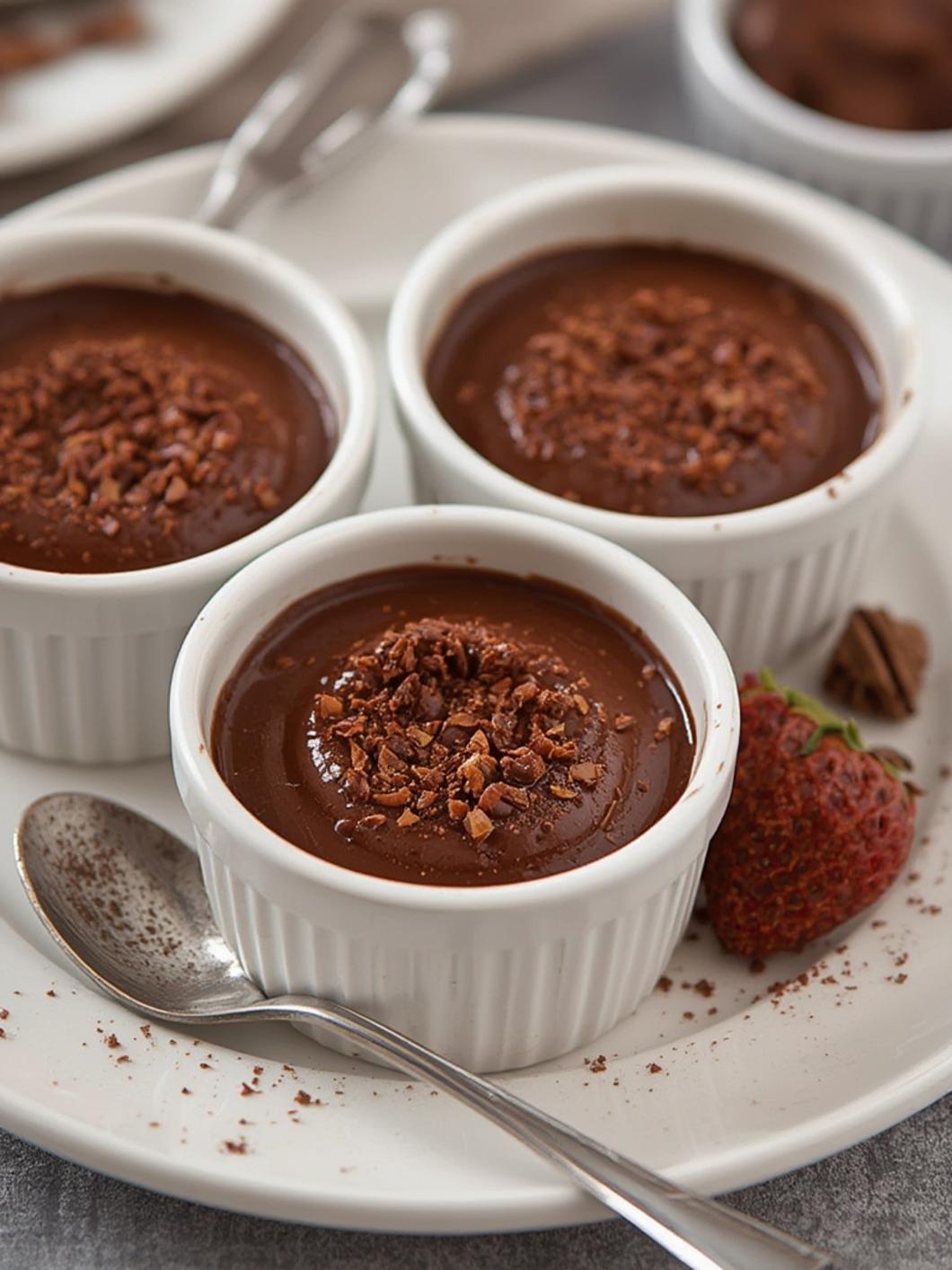 Chocolate Pudding Pots served