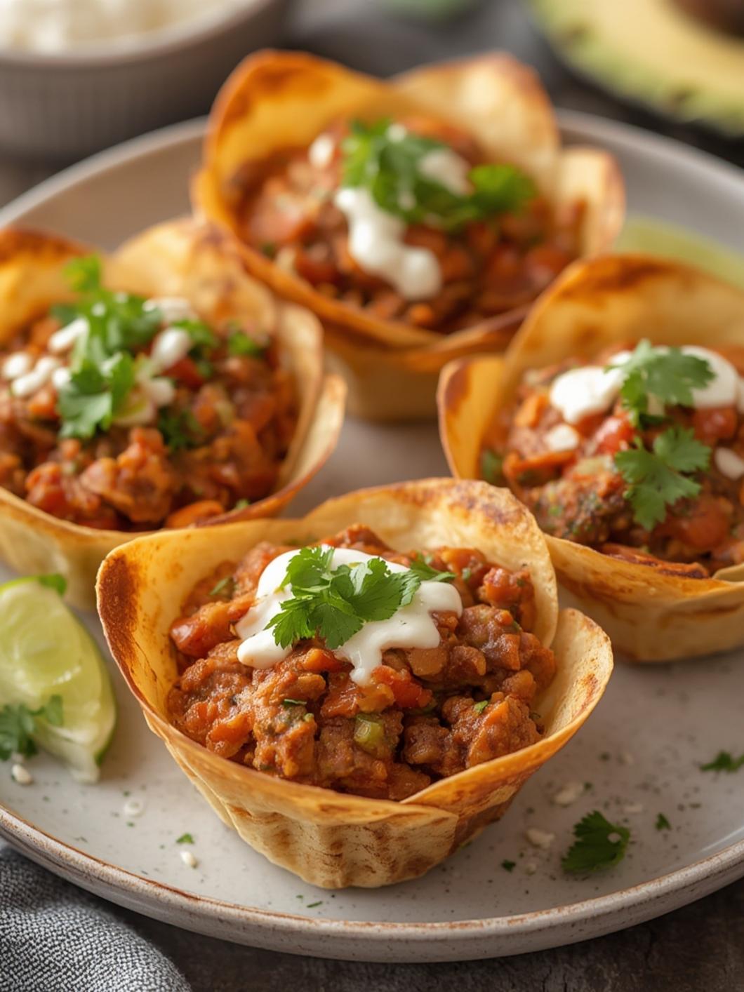Easy Taco Cups served