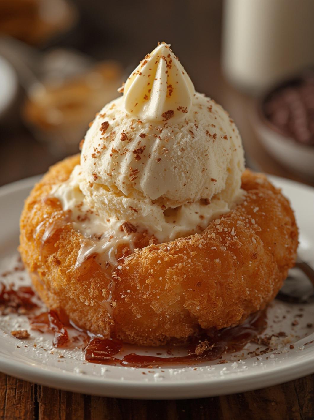 Fried Ice Cream (No Fry) served