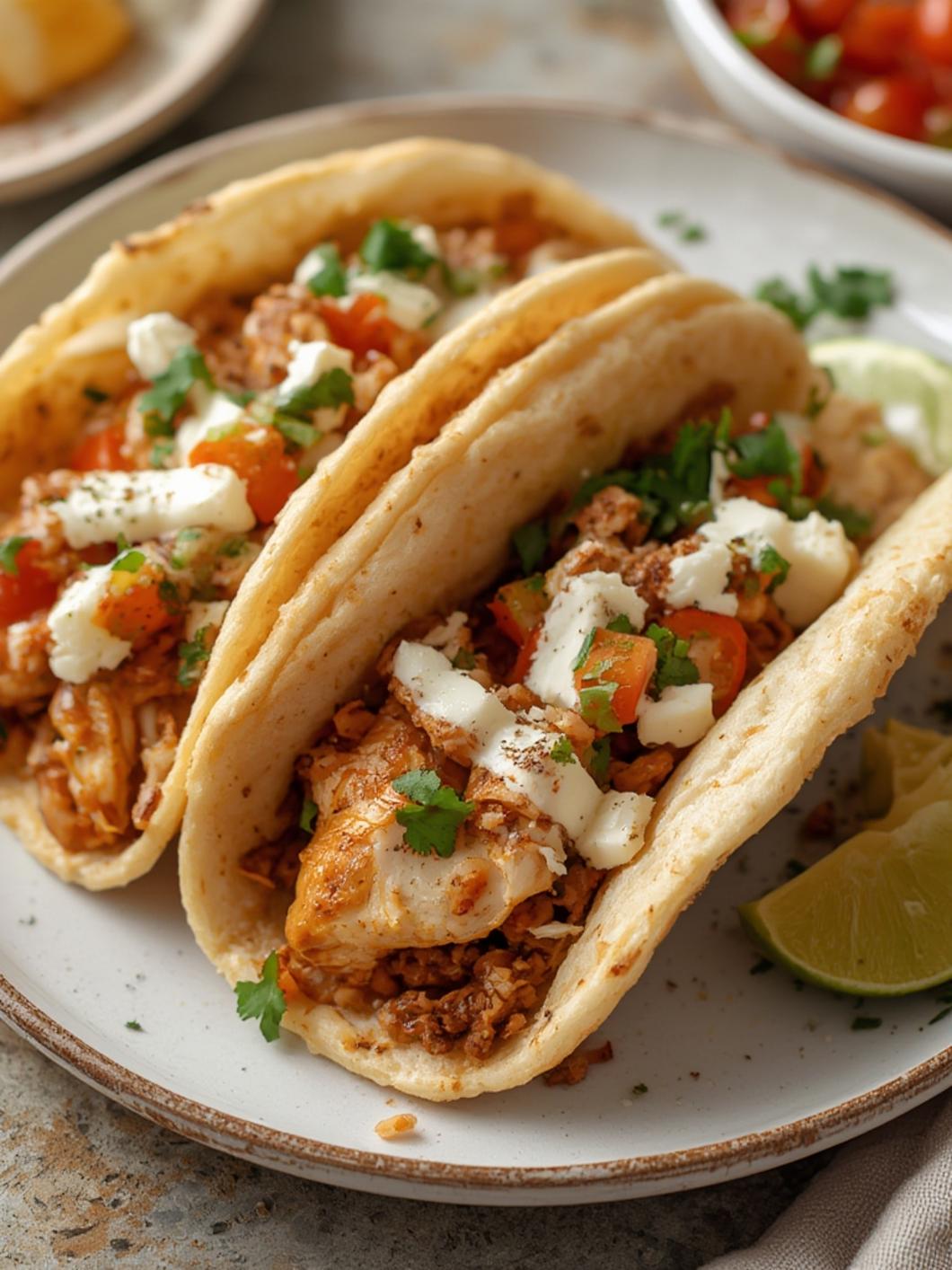 Greek Chicken Gyros served