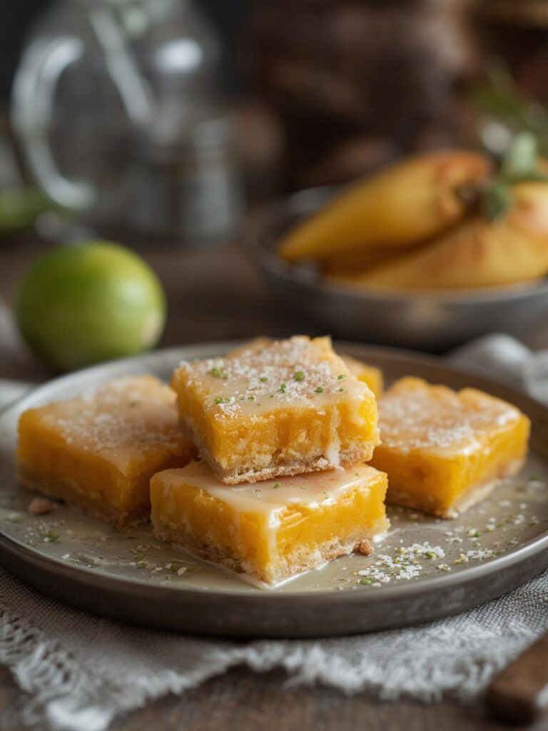 Mango bars with lime glaze