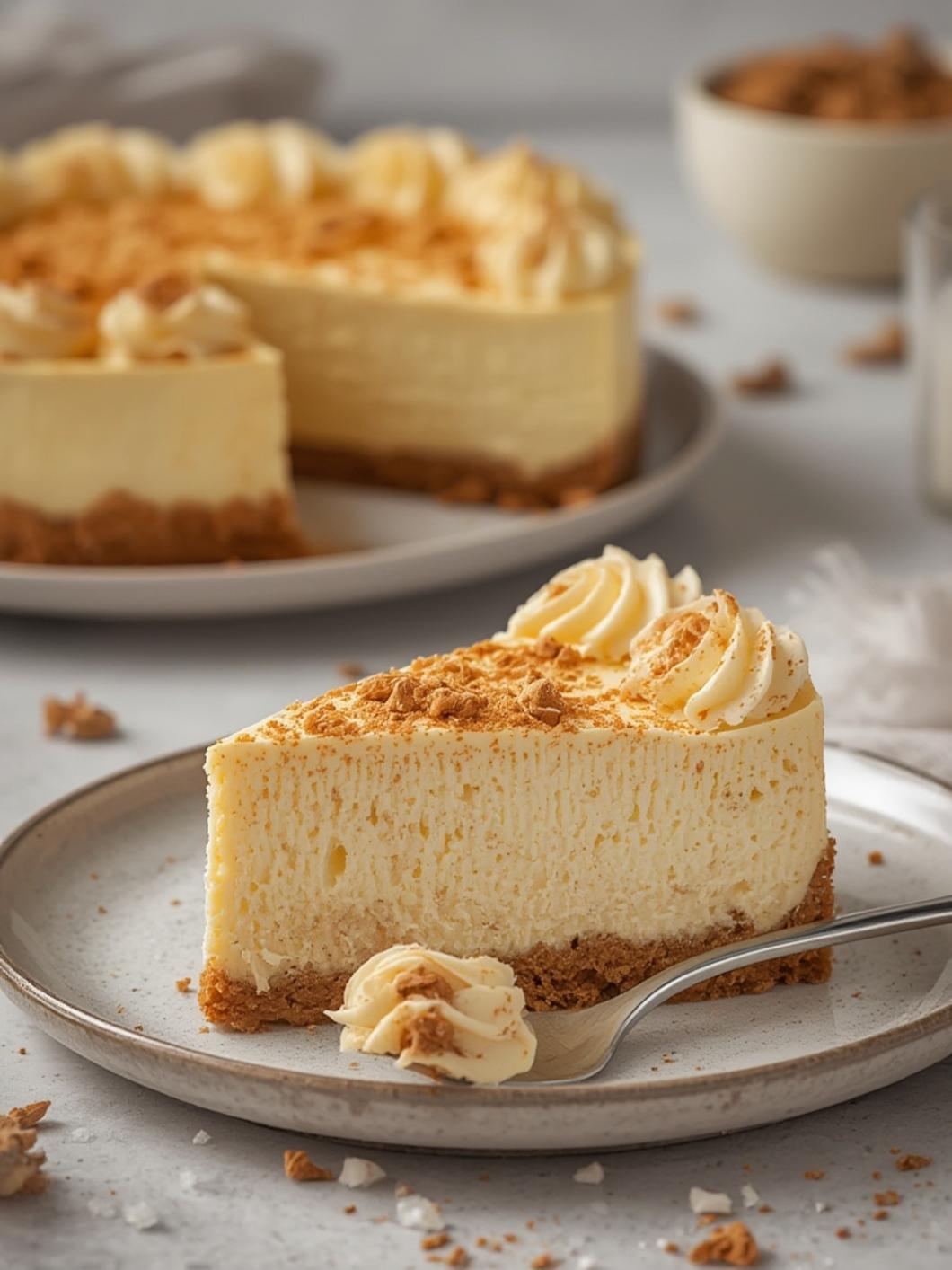 No-Bake Lotus Biscoff Cheesecake served