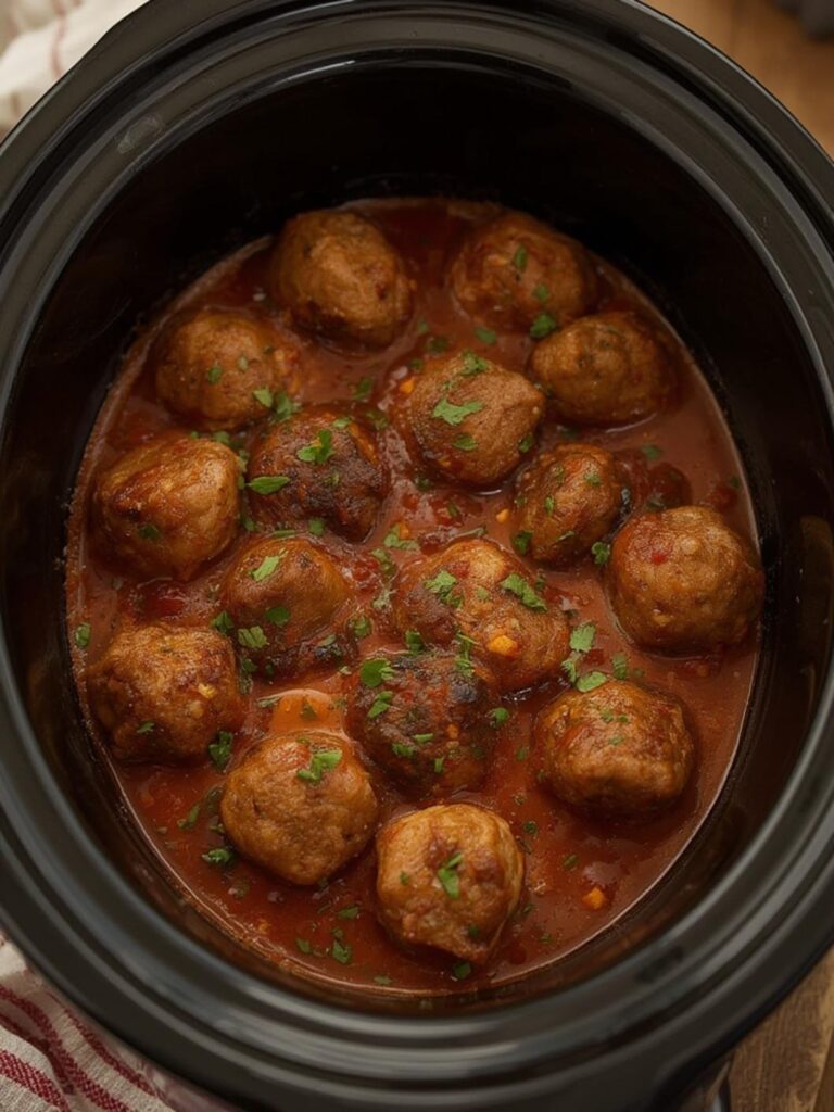 Slow Cooker Bourbon Meatballs