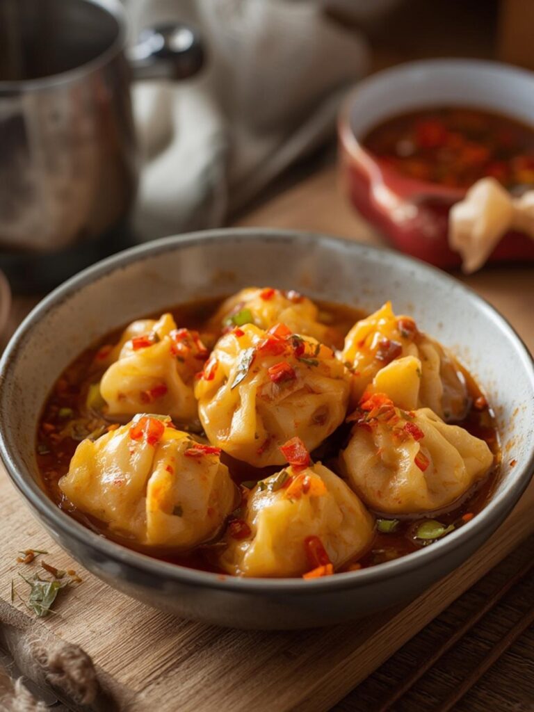 Spicy Wontons in Chilli Sauce