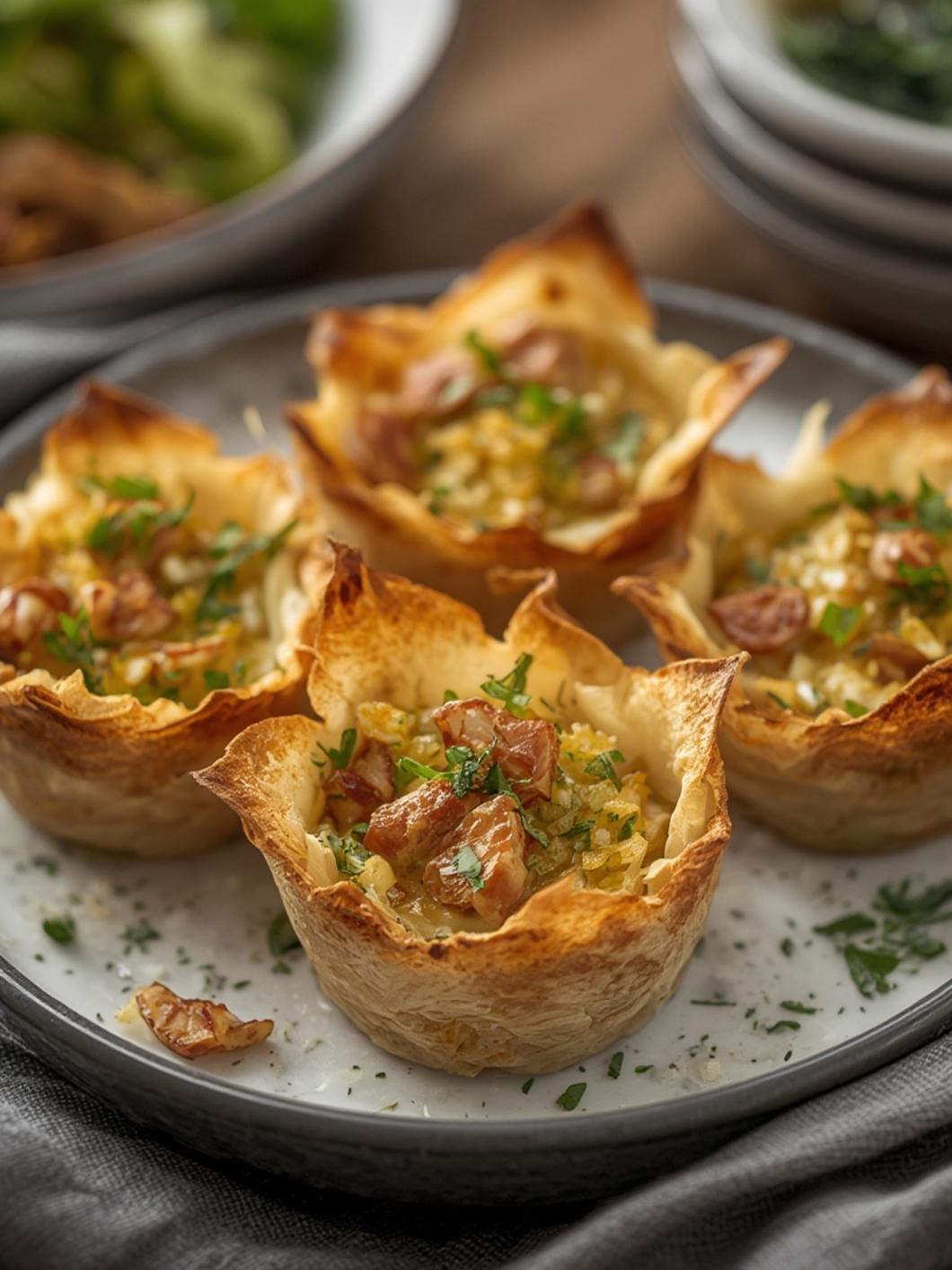 SPINACH AND ARTICHOKE WONTON CUPS