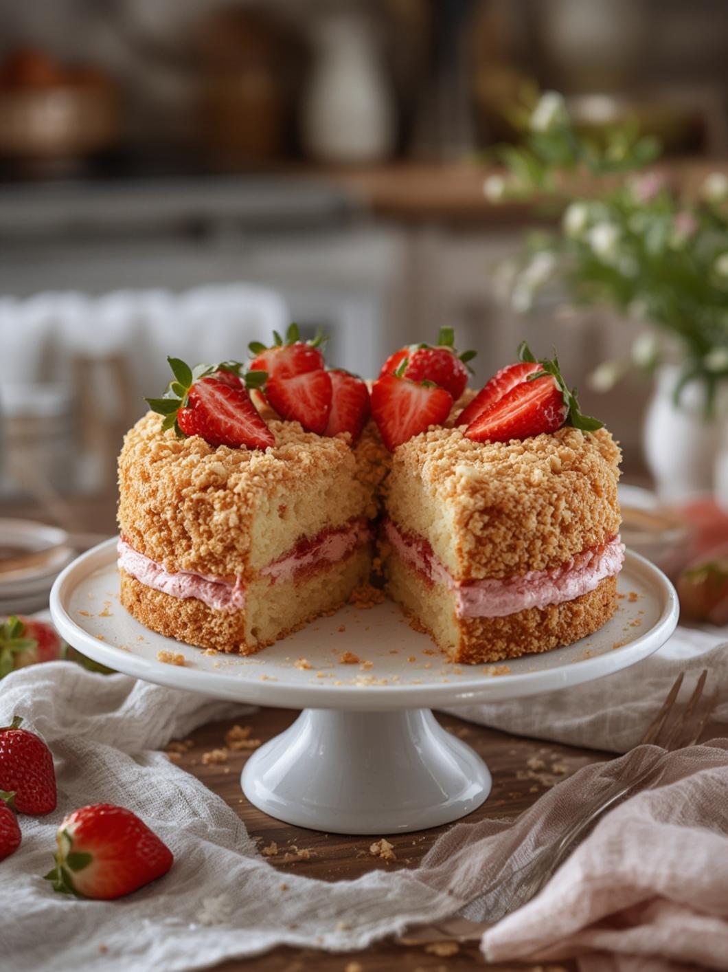 Strawberry Crunch Cake