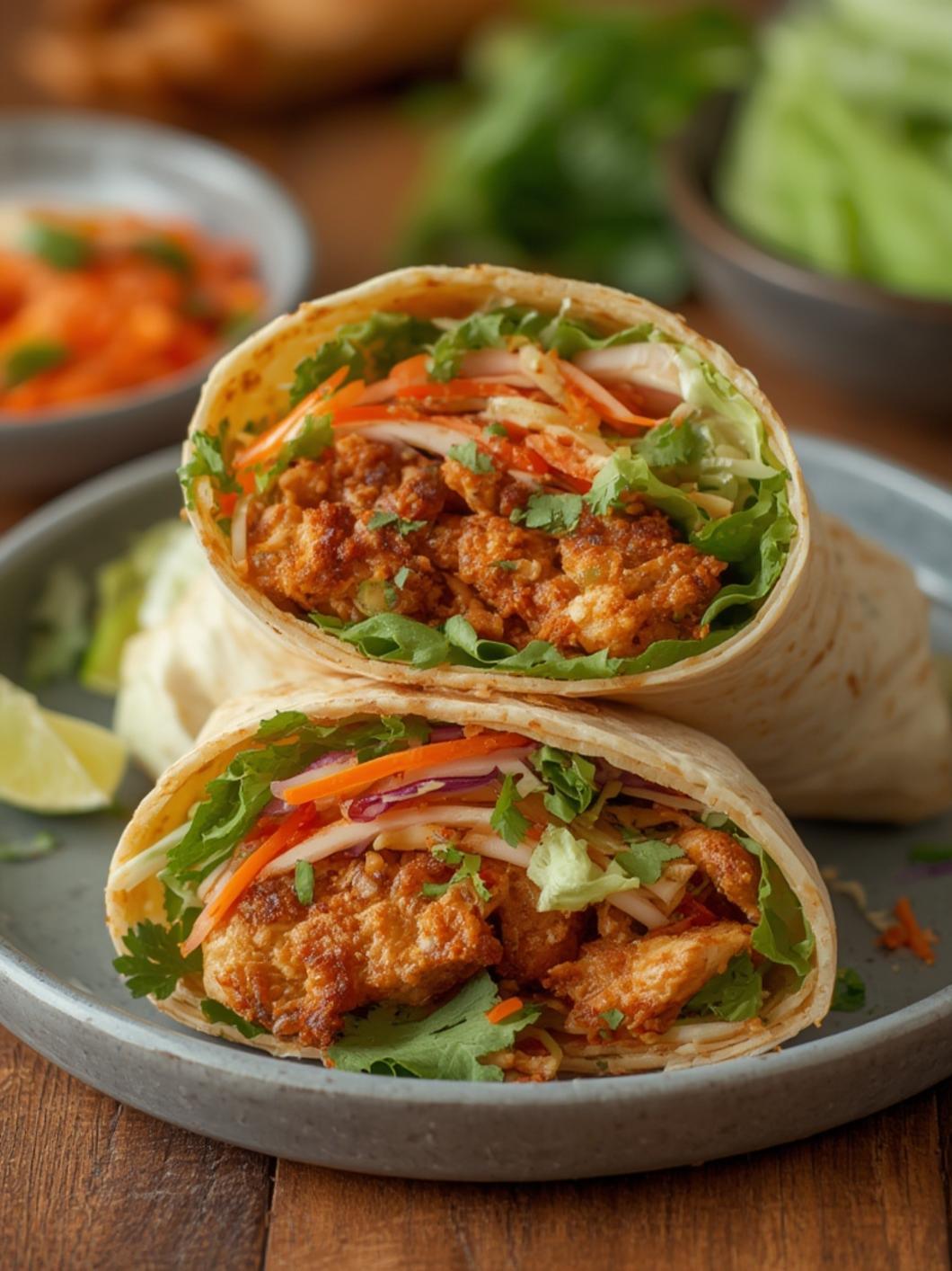 Thai Chicken Wrap with Crunchy Asian Slaw