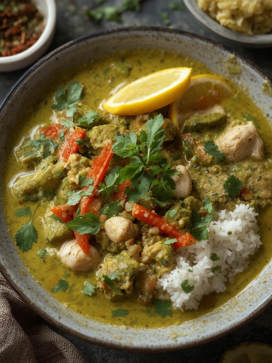 Thai Green Curry served