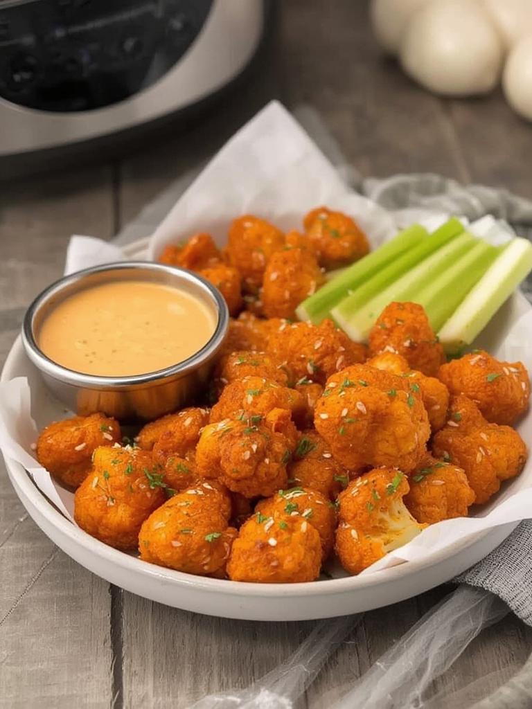 Air Fryer Buffalo Cauliflower Recipe served