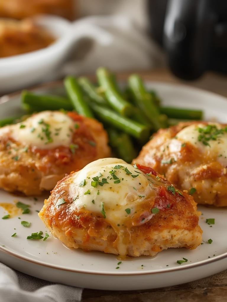 Air Fryer Mozzarella Stuffed Chicken served