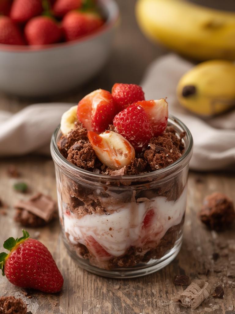 Chocolate Strawberry Banana Yogurt Clusters served