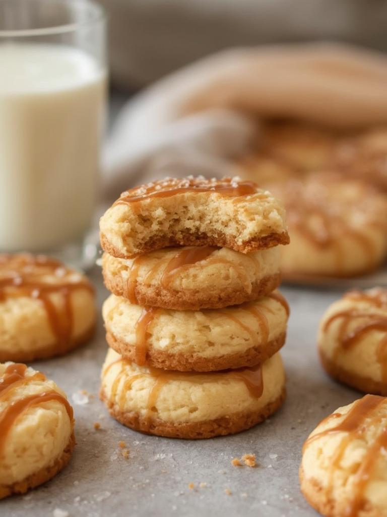 Copycat Crumbl Salted Caramel Cheesecake Cookies served