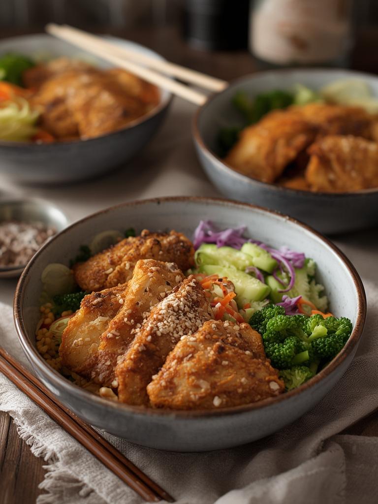 Crispy Chicken Katsu Bowls served