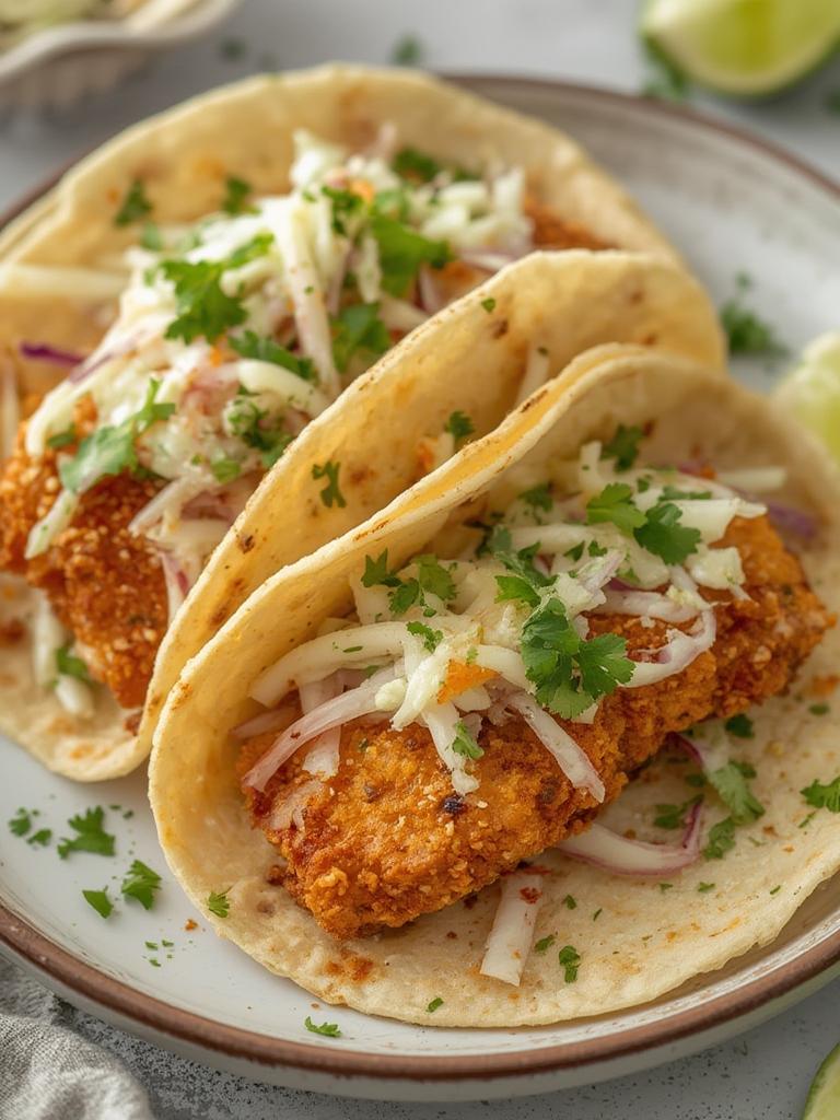 Crispy Fish Tacos with Cilantro Lime Slaw