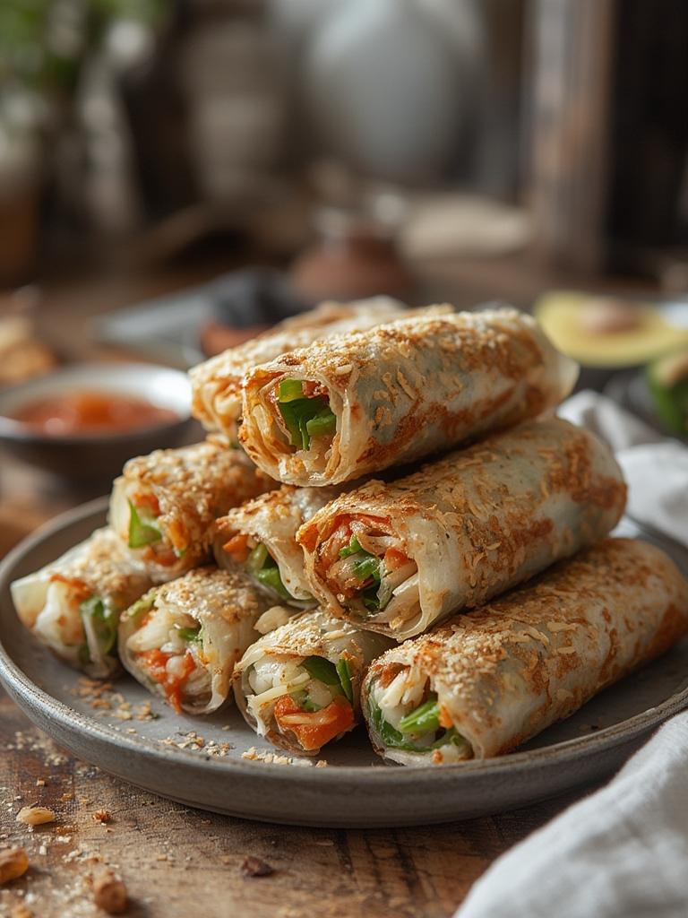 Crispy Rice Paper Spring Rolls served