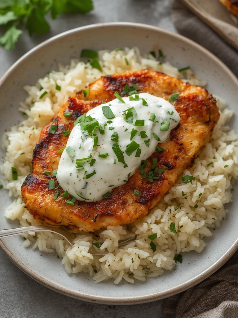 Dump-and-Bake Chicken Tzatziki with Rice Recipe