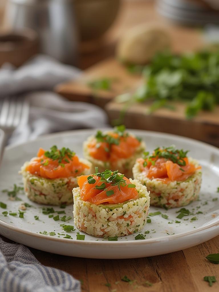 Easy Baked Salmon Sushi Cups served