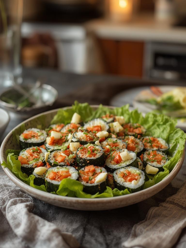 Easy California Roll Cucumber Salad served