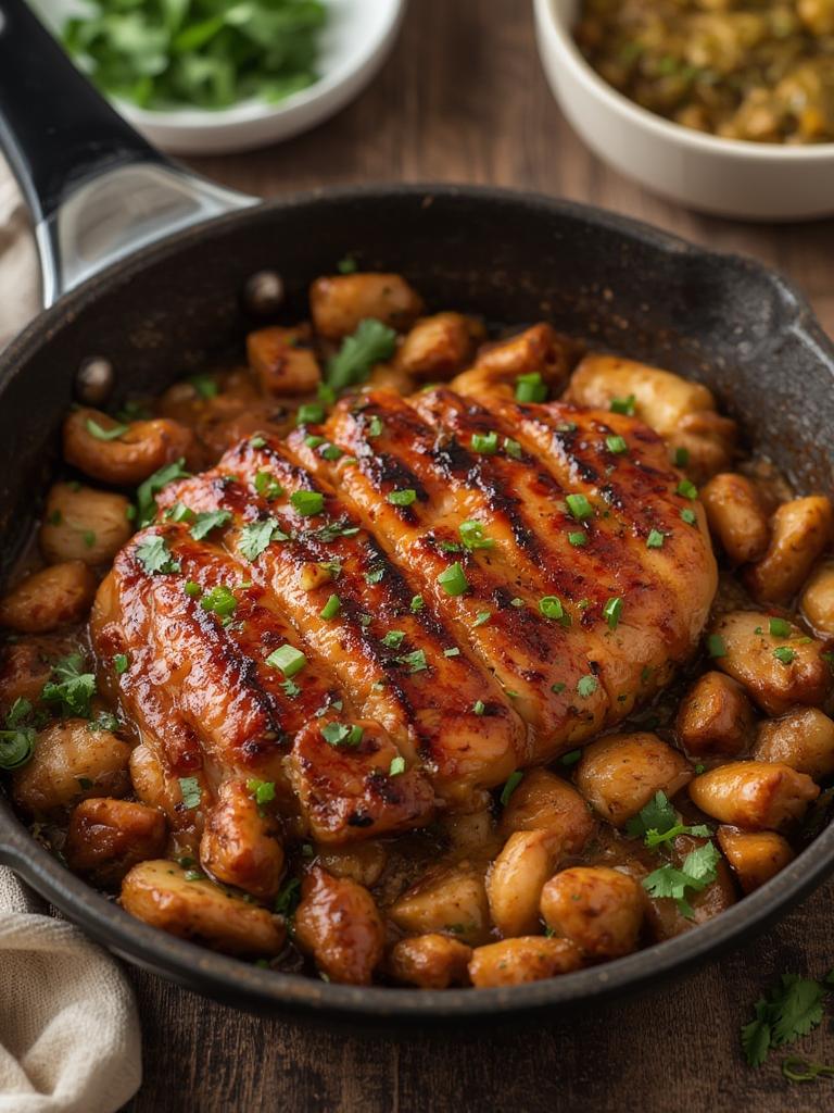 Healthy Korean Pork Belly Skillet served