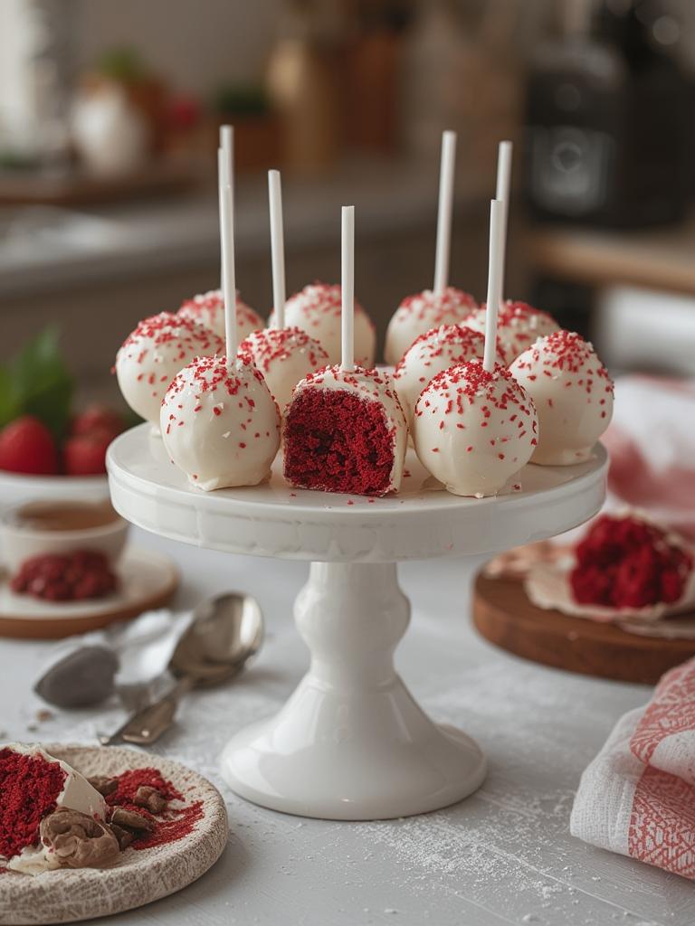 Red Velvet Cake Pops served