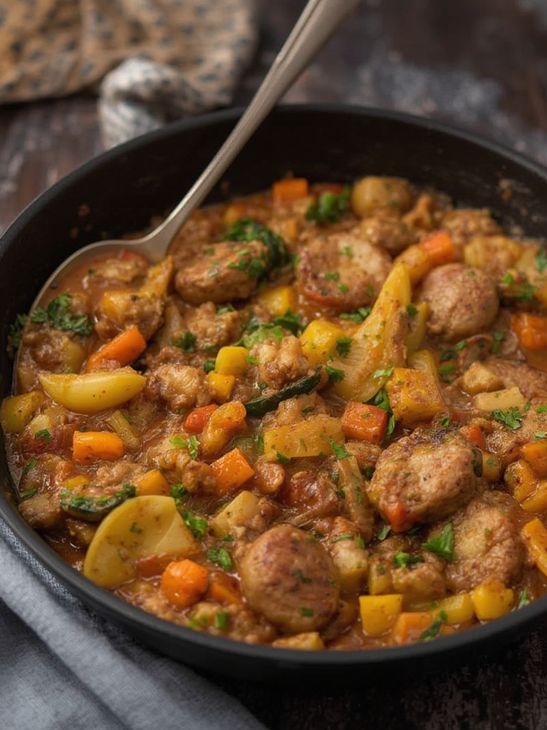 Sausage and Veggies Skillet - 30 Minute, One-Pan Meal served