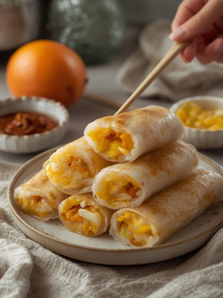 Sweet Mango Sticky Rice Rolls served
