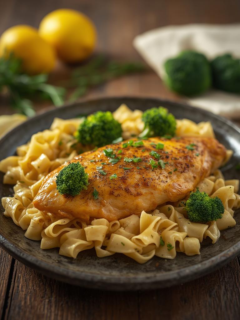 Cowboy Butter Lemon Bowtie Chicken with Broccoli