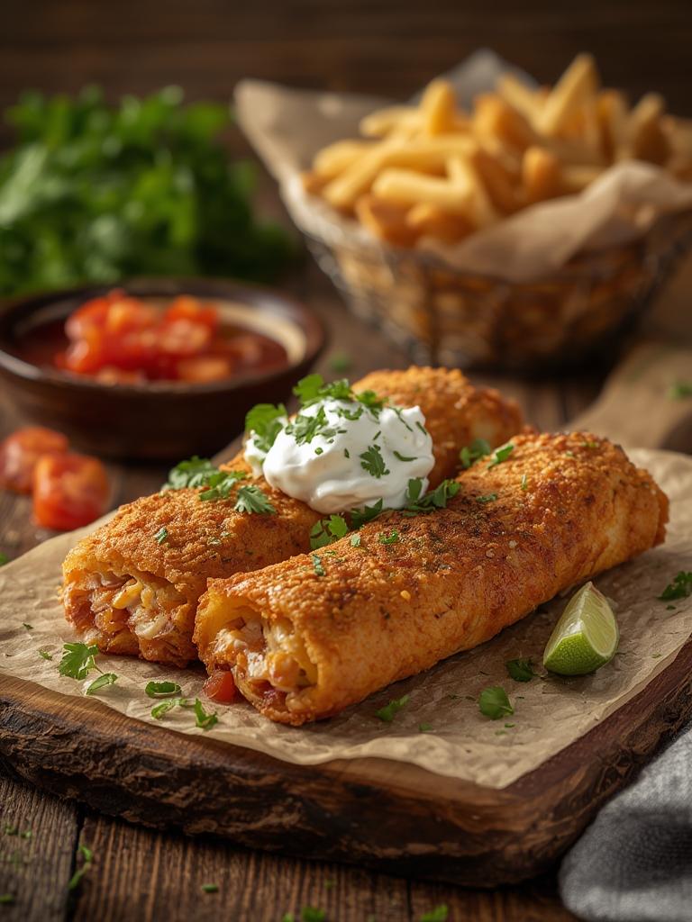 Oven-Fried Chicken Chimichangas