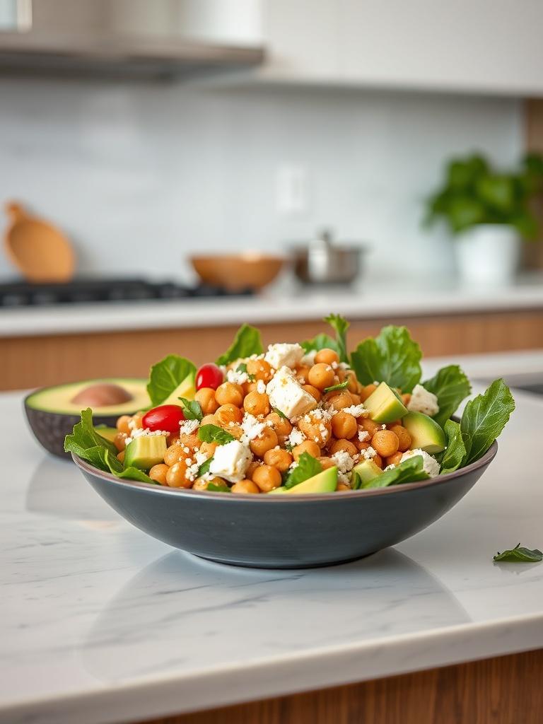 Chickpea Feta Avocado Salad