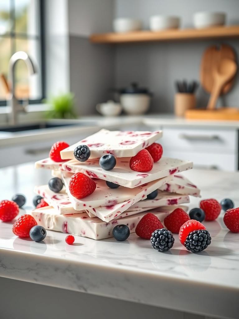 Frozen Yogurt Bark with Berries